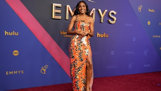 Ayo Edebiri on the red carpet at the 76th Primetime Emmy Awards. (Jae C. Hong/Invision/AP)