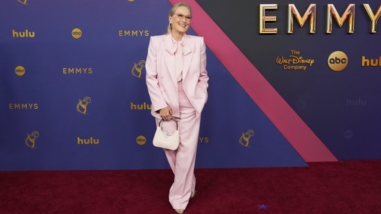 Meryl Streep poses for a photo on the red carpet at the 76th Emmy Awards. (Jordan Strauss/Invision/AP)